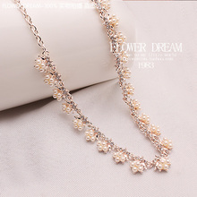 3 accessories fashion marriage crystal bead bride with chain short design necklace female chain free shipping
