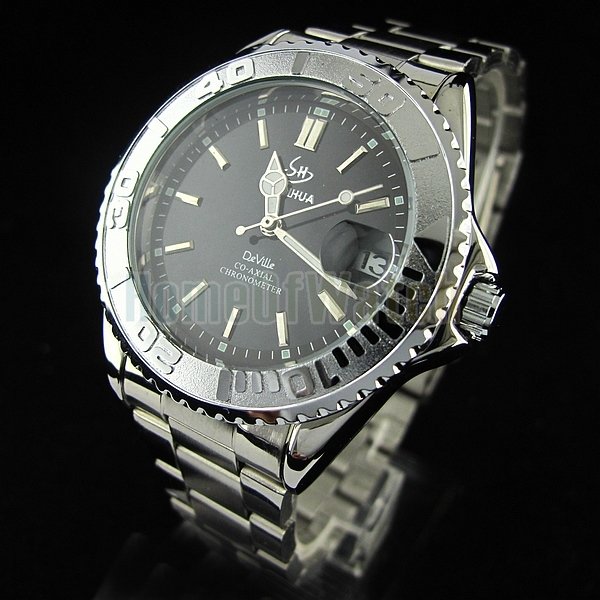 Black dial Stainless steel band Automatic Mechanical Watch Calendar Watch(NBW0ME7032-BL1)(China (Mainland))