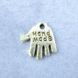 80 Silver Tone Hand Charms with "Hand Made" Engraving(W00690 X 1)(China (Mainland))