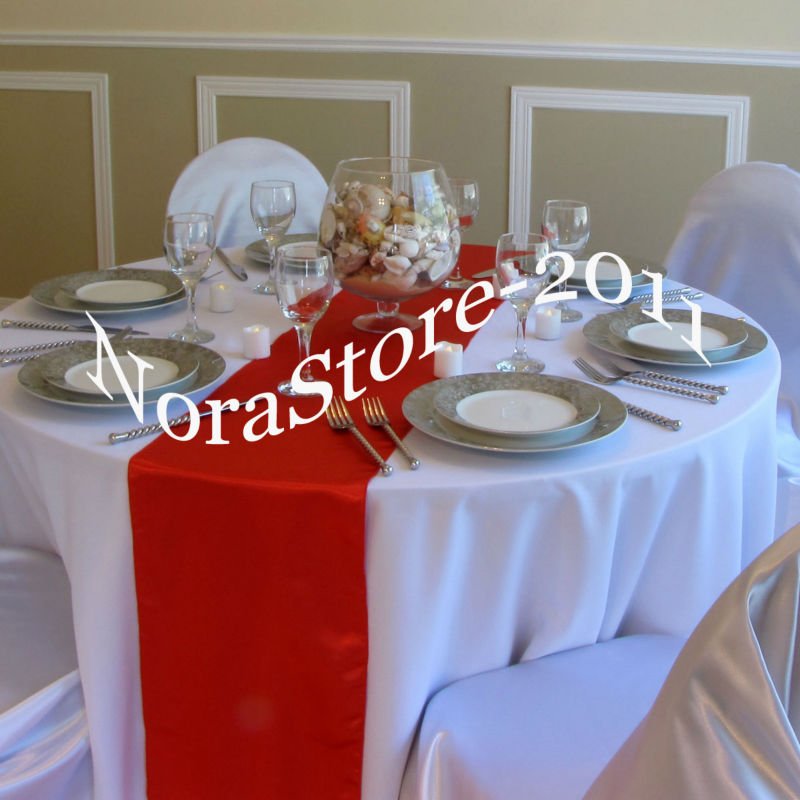 table X108 table pcs Hot satin runner  decor lot 12 T05.jpg 10 wedding red red runners wedding
