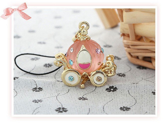 Lovely Cinderalla Pumpkin Carriage Cellphone Pendant free shipping(China (Mainland))