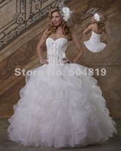 Custom 2013 New Style Sweetheart White Organza Lace Beading Quinceanera Dresses Ball Gown