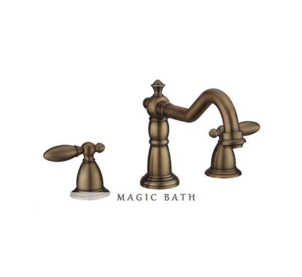 Beach Brass Bathroom Basin Faucet 8'' Widespread Without Pop-up Drain - Antique Brass / Bathroom Item Store Free shipping(China (Mainland))