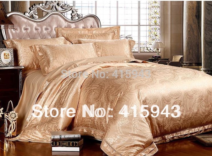 luxury bed comforters set/romantic comforter set/6 pcs silk ...