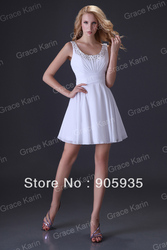Inexpensive! Fast Delivery 1pc/lot Juniors Semi Formal Homecoming Cocktail Dresses, White Chiffon Dress CL3470(China (Mainland))