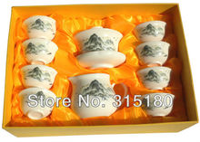 Promotion! Ceramic Kungfu Tea Set, White Porcelain Tureen Suit With 8 Cups Wholesale and Retail  Free Shipping