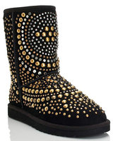 Fashion Studded Real Leather #520 Flat Heel Hot Sale Winter Snow Mid-calf Boots,US 5-8.5,Womens/Ladies Shoes