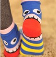 10 Pairs/Lot Promotion 2013 Korea Cute Stripe Mouth Cotton Wacky Socks Women  Free Shipping Wholesales  FC12132