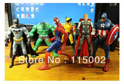 The Avengers 5" Captain America Wolverine Thor Spiderman Batman 14cm Action Figures Toy 6 pcs/lot free shipping(China (Mainland))