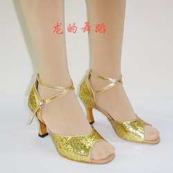 REAL PICS Gold and silver paillette Latin dance shoes female Latin shoes Latin dance shoes(China (Mainland))