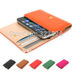 Free shipping leather wallet case for iphone 4 4S 5 pu accessory fashion cover for iphone 5 with 3 card holders(China (Mainland))