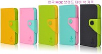 5 pcs/lot Korean mox CONTRAST COLOR Wallet Leather Case flip cover for Samsung Galaxy Note 2 N7100, with card slots free ship