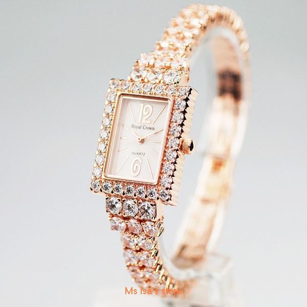 Special Counter Quality Royal crown 3584 gentle diamond bracelet jewelry ladies rose gold plated fashion watch