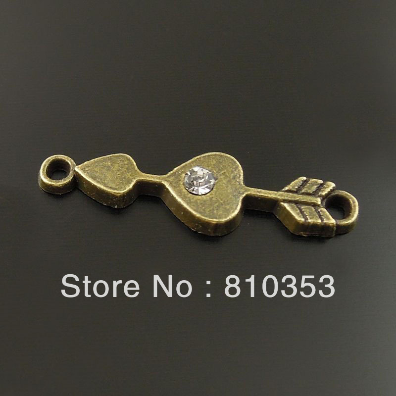 Vintage Antique Style Bronze Tone Alloy Cupid Arrow Sweet Love Pendant Connector 100pcs 36639