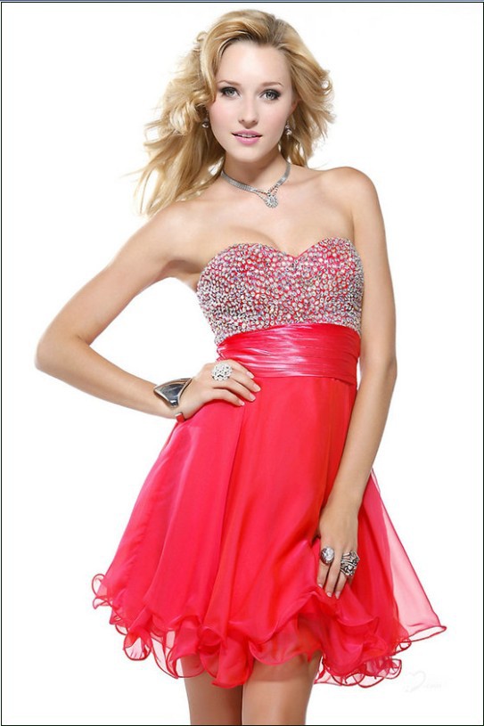 -To-Ship-A-Line-Orange-Red-Yellow-Short-Evening-Dresses-Prom-Dresses ...