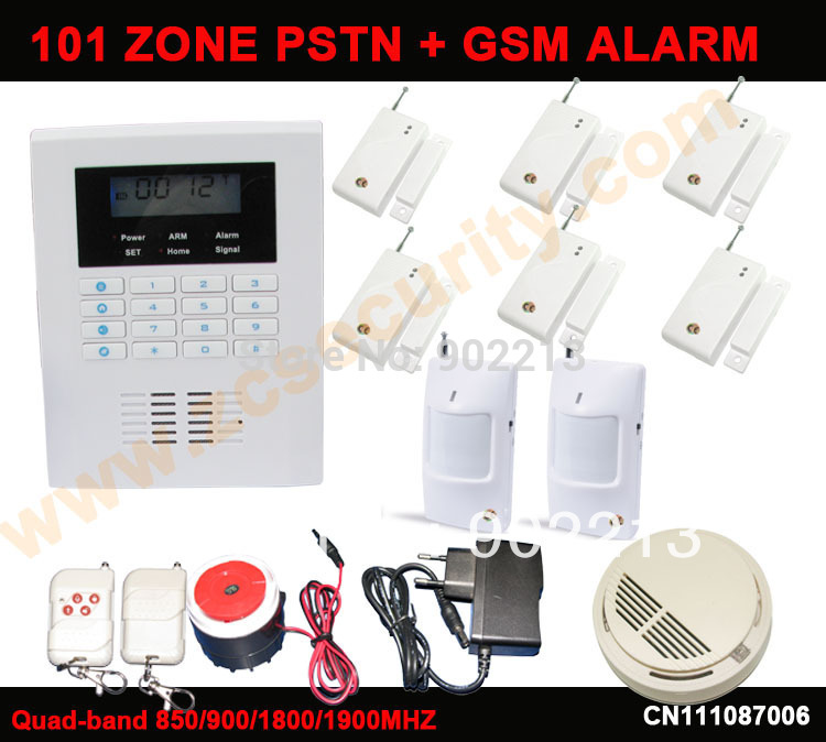 Pstn беспроводная 101 зоны жк-дисплей gsm для дома безопасность сигнализация комплекты