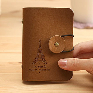 3202 vintage romantic eiffel tower buckle 20 card place velour leather bag bank card case(China (Mainland))