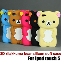 10pcs/lot.new arrival cute 3D rilakkuma bear silicon soft case for ipod touch 5, with retail packaging free shipping
