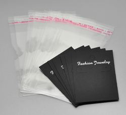 100Sets Black Earring Display Cards 7cmx5cm W/ Self Adhesive Bags 11.5cmx6cm(China (Mainland))