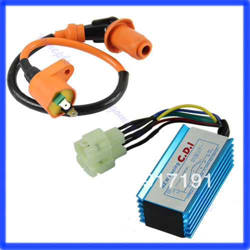 Free Shipping Performance 6 pin Racing CDI Box +Ignition Coil For GY6 Scooter Moped 50CC 150CC(China (Mainland))