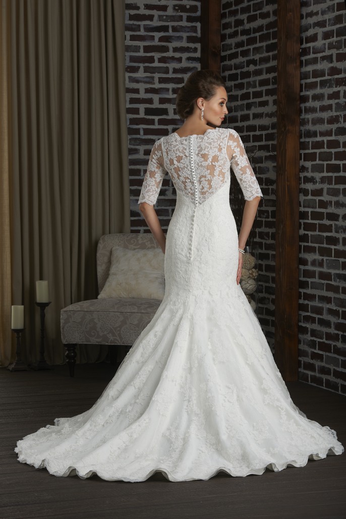 Lace arm wedding dress