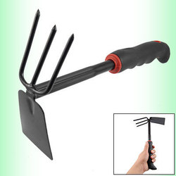 Black Rubber Nonslip Grip Metal Rake Hoe Gardening Tool(China (Mainland))