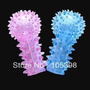 wholesale 3*8cm cute candy color finger wear stimulator penis sleeve dildos enlarger condoms sex toy for men adult toy b245(China (Mainland))