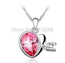 Free shipping hot heart-shaped necklace K142 true gold color retention holiday gift wholesale crystal jewelry Cupid Love