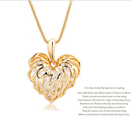  Pierced love zircon necklace 12 pcs lot free shipping New arrival 