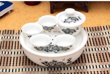 Special garden excellent peony flower porcelain tea set of ceramic Kung Fu tea tray travel free shipping 0083