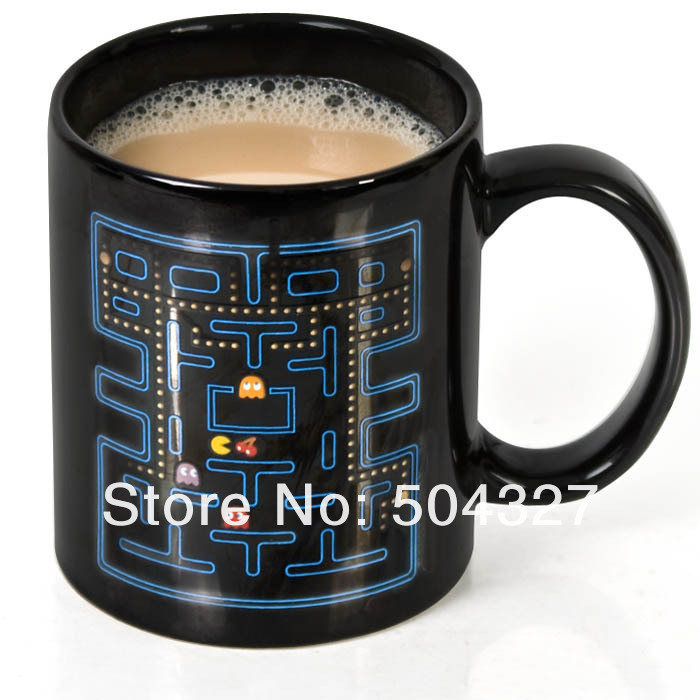 Free Shipping 1Piece 300ml Pacman Ceramic Mug Pac Man Heat Changing Mug