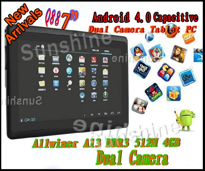 Shipping 7 inch A13 MID Cheap Tablet PC Q88 Capacitive Screen Android