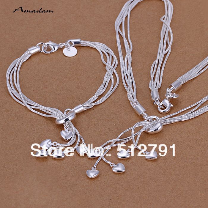 five-heart-Tai-chi-hang-silver-necklace-bracelet-fashion-jewelry-sets ...