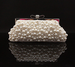 Fashion Beaded Evening Bags Imitation Pearls Embroidery Beads Clutch Handbags with Chain Lovely Pouch Purse NO08857(China (Mainland))