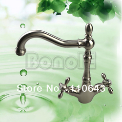 New Contemporary Bathroom Brushed Nickel Faucet Vessel Sink Lavatory Vanity Dual-handle Basin Faucet / Mixer Tap JN9456 2504(China (Mainland))