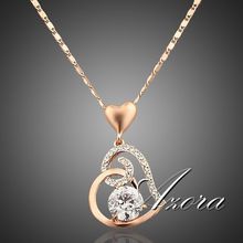 18K Real Gold Plated SWA ELEMENTS Crystals Heart Pendant Necklace for Valentine’s Day Gift of Love FREE SHIPPING!(Azora TN0009)