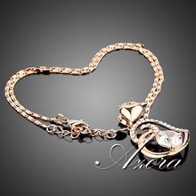 AZORA 18K Rose Gold Plated Stellux Crystals Heart Pendant Necklace for Valentine s Day Gift of