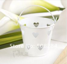 Free Shipping,5pcs/lot!Hot Pink Hollow out Heart shape mini pails favors,Mini buckets candy favors(China (Mainland))