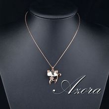 AZORA 18K Real Gold Plated Stellux Austrian Crystals Lovely Cat Pendant Necklace TN0013