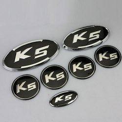 New arrive for KIA k5 emblem k5 remoulded car emblem personalized 1 Front +1 rear badge +4 wheel cap +1 steering wheel =1set(China (Mainland))