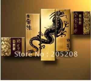 100% Handpainted Huge Wall Art Dragon Chinese Modern Painting (NO FRAME)(China (Mainland))