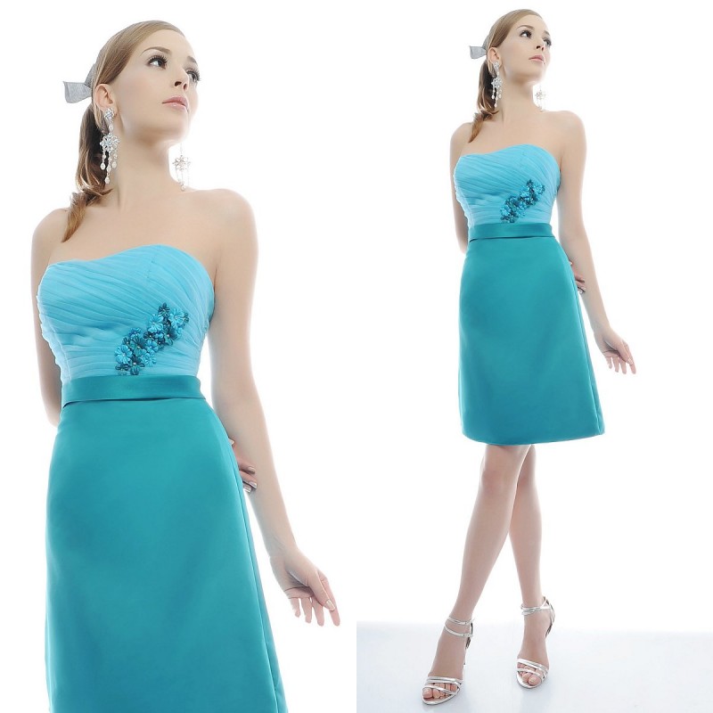 Dress-small-short-skirt-Sky-Blue-tube-top-satin-short-design-formal ...