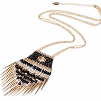 Fashion accessories punk  tassel drop rivet longevity lock long design necklace for women