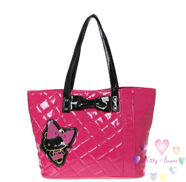 Original sanrio hello kitty shiny embossed lady s PU and Terylene handbag girlfriend gift fashion shopping