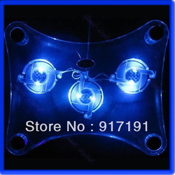 Free Shipping 3 Blue LED Fan USB Cooler Cooling Pad Heatsink For PC Laptop Notebook(China (Mainland))