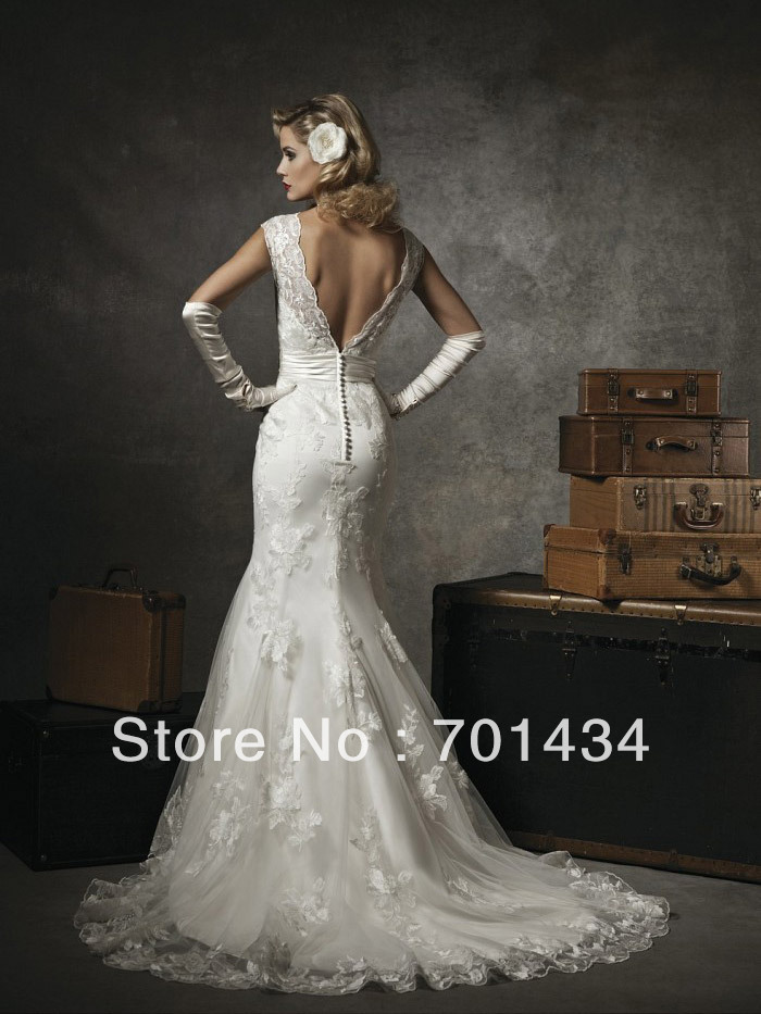 Lace Backless Wedding Dresses 2013