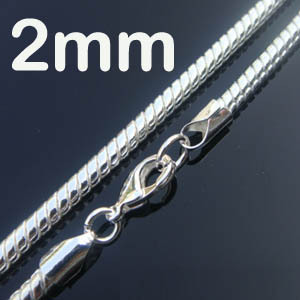 Free shipping Top quality Wholesale Fashion Jewelry 925 silver 2MM Snake Chains Necklace Factory Price Brand
