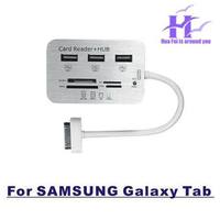 Free shipping 5-in-1 Card Reader + USB HUB for Samsung Galaxy Tablet P6210 / P6810 / P7300 +More - White + Silver wholesale