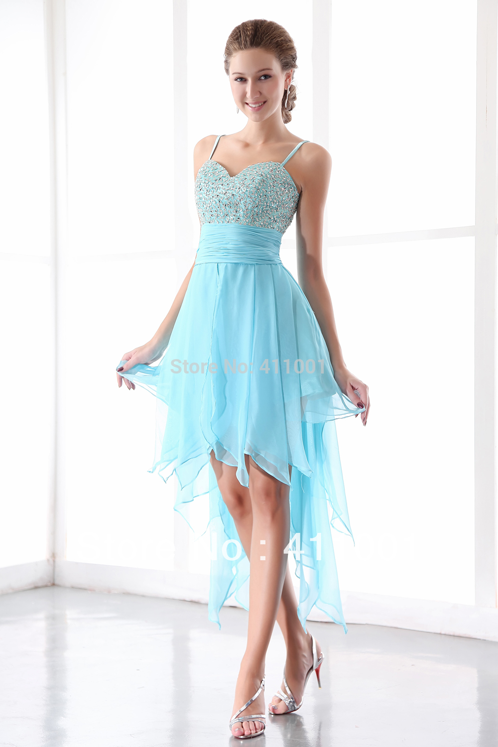 ice blue cocktail dress