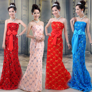 Lace slim long design costume bride wedding dress formal dress female(China (Mainland))